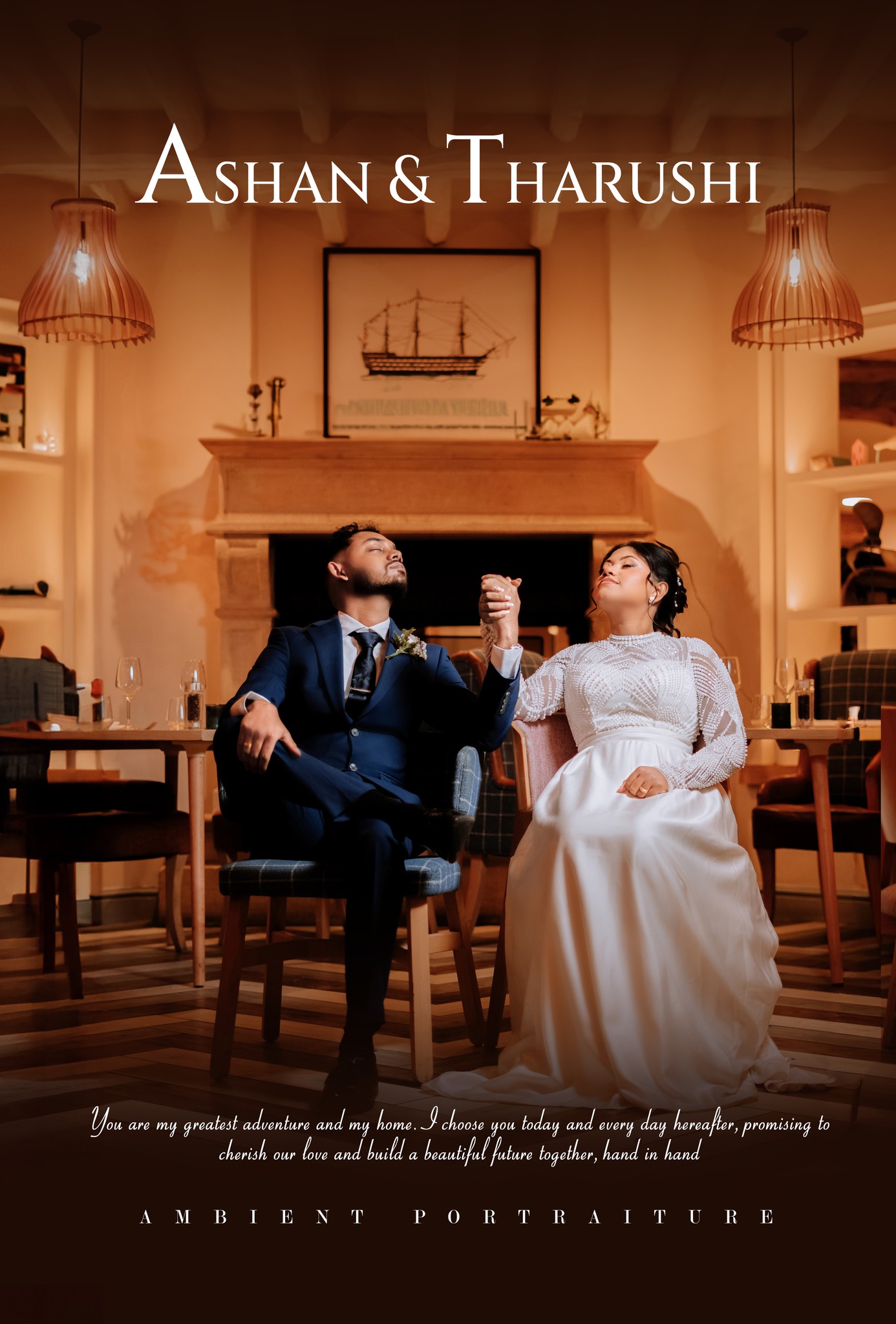 A wedding photo of Diana and Meesha